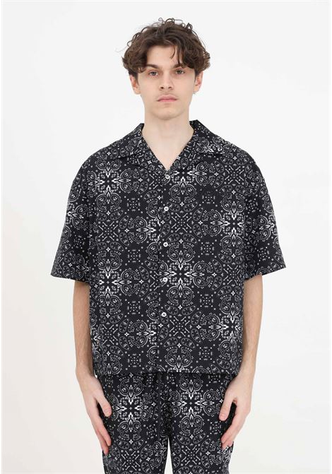 Black patterned short-sleeved men's and women's shirt GARMENT WORKSHOP | S4GMUASI041GW009